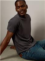 BURTON Dark Grey Plain Crew Neck T Shirt S