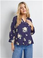 DOROTHY PERKINS Navy Floral Printed Overhead Shirt 8