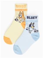 Blue & Yellow Bluey Football Print Socks 2 Pack 9-12 Infant