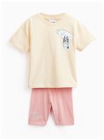 Yellow Bluey Graphic T-Shirt & Cycle Shorts Set 3-4 years