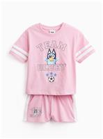 Pink Bluey Football Print T-Shirt & Shorts Set 5-6 years