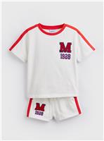 White Disney Minnie Mouse Football Print T-Shirt & Shorts Set 4-5 years