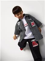 Grey Cars Lightning McQueen Graphic Denim Short Sleeve Shirt 3-4 years