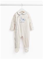 Oatmeal Peter Rabbit Print Collared Sleepsuit Up to 1 mth