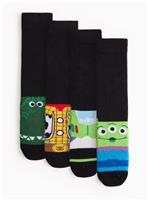 Black Toy Story Footbed Print Ankle Socks 4 Pack 6-8.5