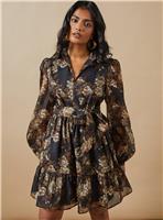 OASIS Organza Collared Mini Dress Black 18