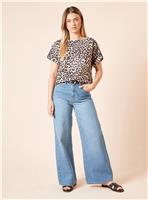 DOROTHY PERKINS Leopard Roll Sleeve Blouse 14