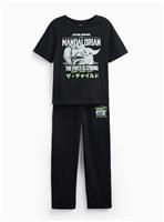 Mini Me Black Star Wars Mandalorian Print Pyjamas 9-10 years