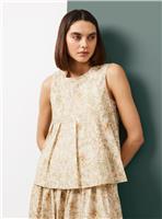 Tu x Morris & Co. Light Pink Pimpernel Print Pleated Shell Top 8