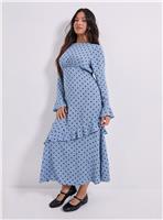 DOROTHY PERKINS Petite Frill Sleeve Ruffle Detail Printed Midi Dress 16