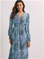 DOROTHY PERKINS V Neck Button Front Detail Printed Midi Dress 16