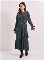 DOROTHY PERKINS Star Frill Sleeve Ruffle Detail Printed Midi Dress 14