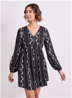 DOROTHY PERKINS V Neck Smock Blouson Sleeve Printed Mini Dress 12