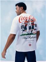 White Coca Cola Football Graphic T-Shirt L