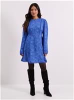 DOROTHY PERKINS Petite Blue Animal Lace Trim Detail Tie Back Printed Mini Dress 14