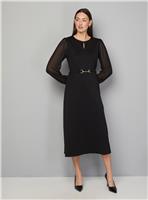WALLIS Ponte A Line Midi Dress With Chiffon Sleeves 10