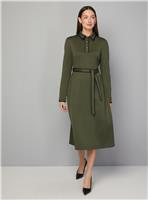 WALLIS Ponte Collar Contrast Midi Dress Khaki 18