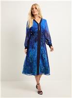 WALLIS Petite Zip Front Ombre Chiffon Midi Dress 16