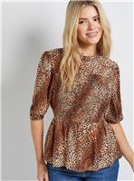 DOROTHY PERKINS Leopard High Neck Shirred Bodice Top 10