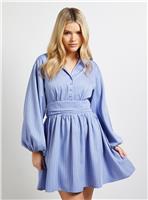 DOROTHY PERKINS Pinstripe Collar Detail Gathered Waist Mini Dress 14
