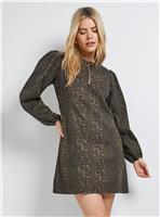 DOROTHY PERKINS Leopard Zip Front Denim Mini Dress 8
