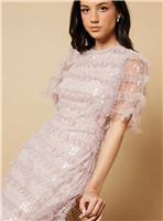 OASIS Sequin Ruffle Detail Maxi Dress 10