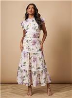 OASIS Floral Printed Chiffon Lace Insert Dress 14