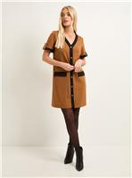WALLIS Petite Ponte Contrast Button Shift Dress 20