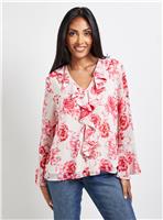 WALLIS Petite Floral Print Ruffle Detail Blouse 14