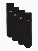 Black Cars Lightning McQueen Embroidered Ankle Socks 4 Pack 6-8.5
