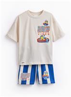 Cream Minions Graphic T-Shirt & Shorts Set 3-4 Years