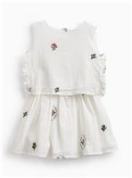 Tu x Morris & Co. White Kelmscott Trellis Print Top & Skirt Set 5-6 years