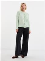 JD WILLIAMS Frill Knit Cardigan Light Green 28-30