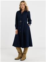 JD WILLIAMS Long Sleeve Denim Belted Midi Dress 30