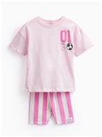 Pink Peppa Pig Football Print T-Shirt & Shorts Set 1-2 years