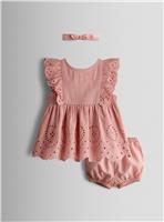 JOJO MAMAN B&Eacute;B&Eacute; Broderie Dress Bloomers And Headband Set 3-6 months