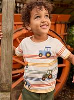 JOJO MAMAN B&Eacute;B&Eacute; Tractor Stripe Applique T Shirt 4-5 Years