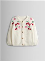 JOJO MAMAN B&Eacute;B&Eacute; Fruit Embroidered Textured Cardigan 2-3 Years