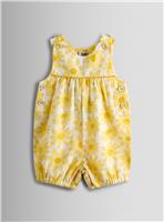 JOJO MAMAN B&Eacute;B&Eacute; Sunflower Printed Seersucker Dungaree 12-18 months