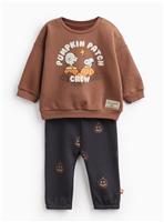 Brown Halloween Snoopy Print Sweatshirt & Joggers Set Up to 3 mths
