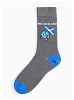 Grey Mr Men and Little Miss Mr Scotland Print Ankle Socks 6-8.5