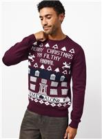 Home Alone Dark Red Christmas Jumper XL