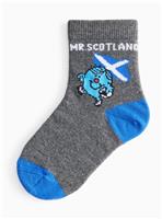 Grey Mr Men and Little Miss Mr Scotland Print Socks 9-12 Infant