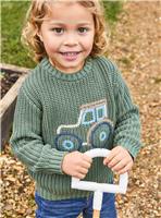 JOJO MAMAN B&Eacute;B&Eacute; Embroidered Tractor Jumper 6-12 months