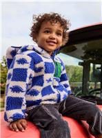 JOJO MAMAN B&Eacute;B&Eacute; Dino Checkerboard Hooded Borg Jacket 12-18 months