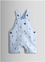 JOJO MAMAN B&Eacute;B&Eacute; Anchor Embroidered Seersucker Dungarees 2-3 Years