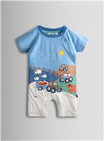JOJO MAMAN B&Eacute;B&Eacute; Tractor Scene Applique Romper Up To 3 mths
