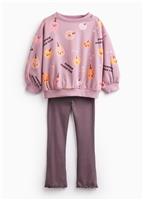 Purple Pumpkin Print Relaxed Kickflare Sweat Set 2-3 years