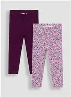 JOJO MAMAN B&Eacute;B&Eacute; 2 Pack Classic Floral Leggings 12-18 months