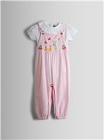 JOJO MAMAN B&Eacute;B&Eacute; 2 Piece Bunny Embroidered Dungarees & Body Set 3-6 months